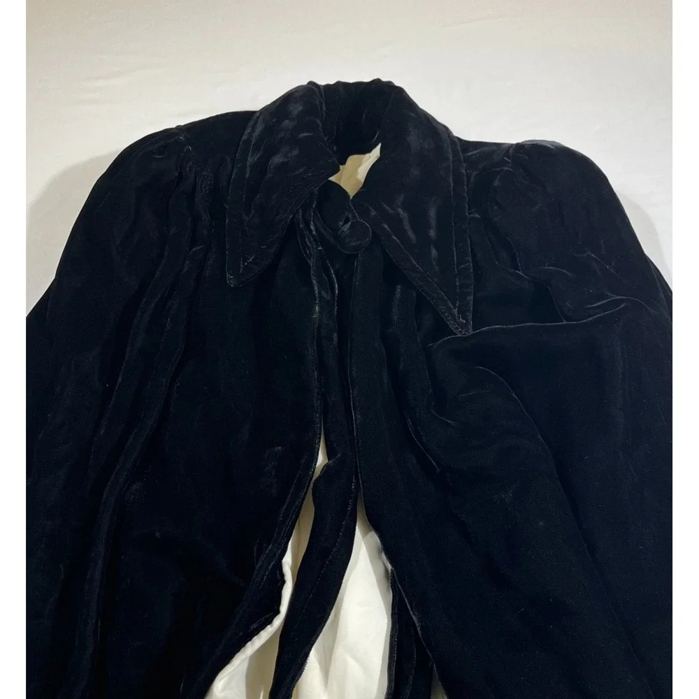 Vintage Velvet Cape Long Cloak Whimsygoth Gothic Halloween Cosplay Black 51 In